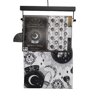 Wanderlust Dreams Celestial Sun Moon Crystal Ball Shower Curtain